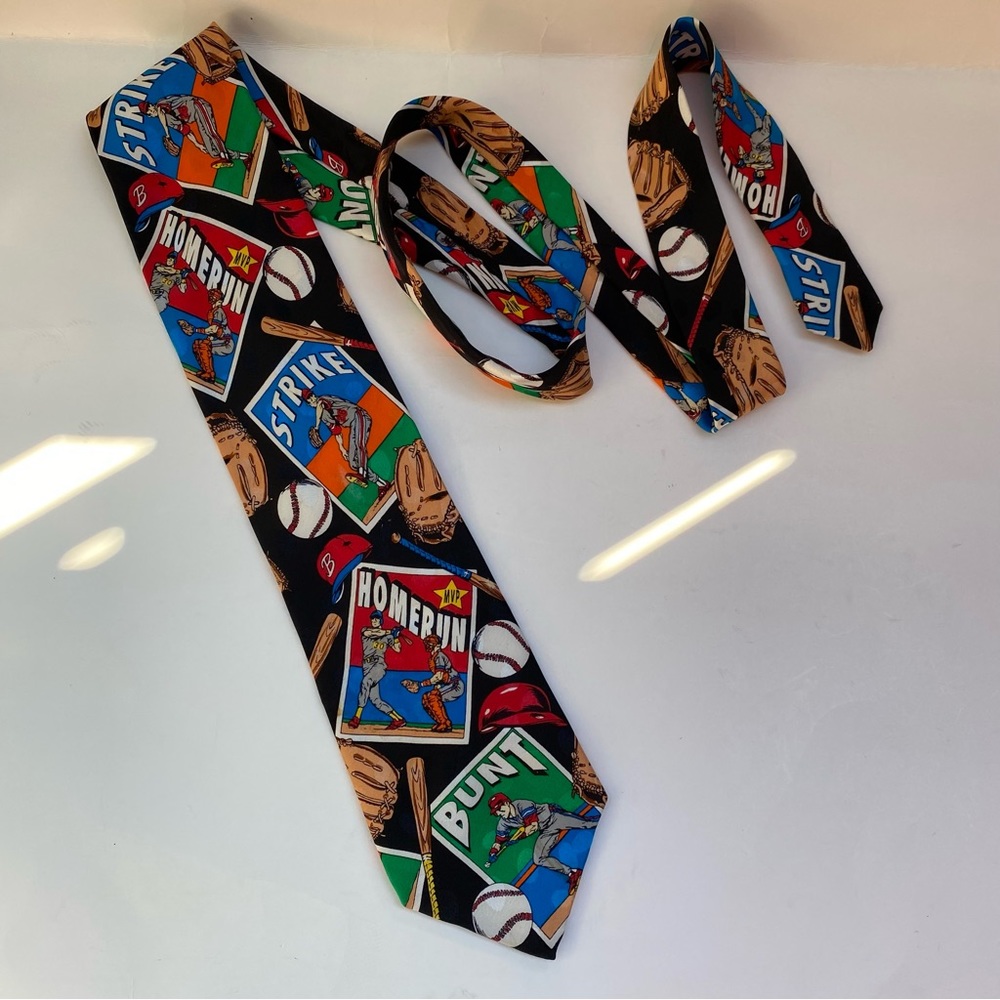 Vintage 100% silk baseball tie